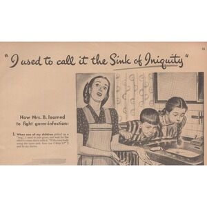 Vintage 1945 Lysol Print Ad Germ Killing Disinfectant WW2 Era Housewife Decor